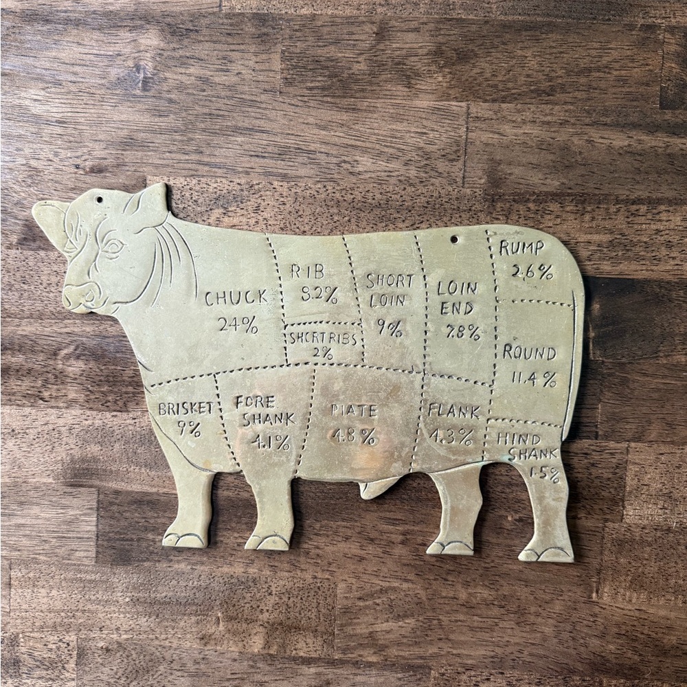 Vintage Solid Brass Cow - Picture 3 of 4